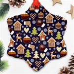 Winter-seamless-patterns-with-gingerbread-cookies-holiday-background Ornament (Snowflake) Front