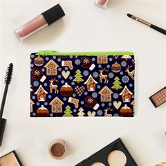 Winter-seamless-patterns-with-gingerbread-cookies-holiday-background Cosmetic Bag (xs) by Vaneshart