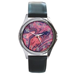 Abstract-colorful-painting-background-closeup Round Metal Watch