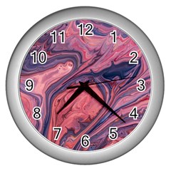 Abstract-colorful-painting-background-closeup Wall Clock (Silver)