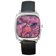 Abstract-colorful-painting-background-closeup Square Metal Watch