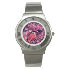 Abstract-colorful-painting-background-closeup Stainless Steel Watch