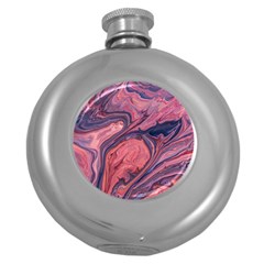 Abstract-colorful-painting-background-closeup Round Hip Flask (5 oz)