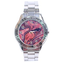 Abstract-colorful-painting-background-closeup Stainless Steel Analogue Watch