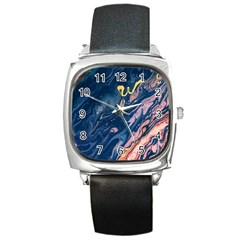 Liquid-abstract-paint-texture Square Metal Watch by Vaneshart