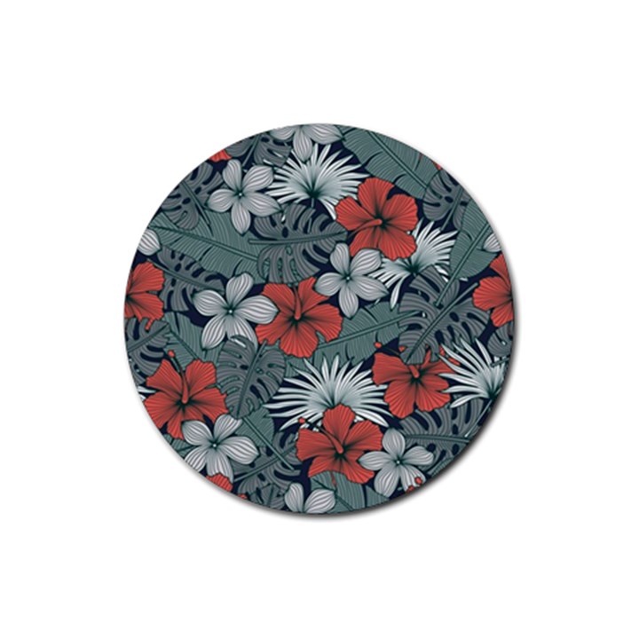 Seamless-floral-pattern-with-tropical-flowers Rubber Coaster (Round) 