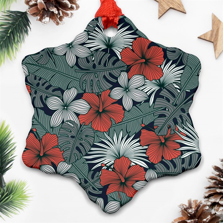 Seamless-floral-pattern-with-tropical-flowers Ornament (Snowflake)