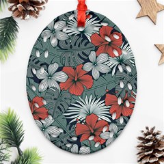 Seamless-floral-pattern-with-tropical-flowers Oval Filigree Ornament (two Sides)