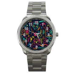 Sketch-graphic-illustration Sport Metal Watch by Vaneshart