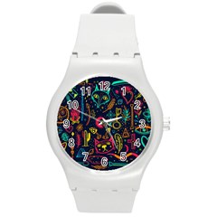 Sketch-graphic-illustration Round Plastic Sport Watch (m) by Vaneshart