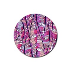 Beautiful-boho-seamless-pattern-with-pink-feathers Rubber Coaster (round)  by Vaneshart