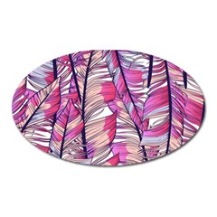 Beautiful-boho-seamless-pattern-with-pink-feathers Oval Magnet by Vaneshart