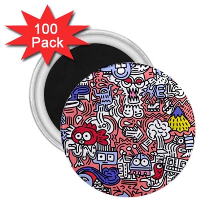 Hand-drawn-vector-illustration-doodle-funny-world-illustrator-line-tools-drawing-flat-design 2.25  Magnets (100 pack) 