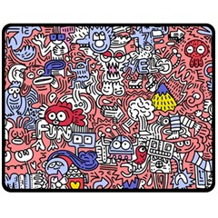 Hand-drawn-vector-illustration-doodle-funny-world-illustrator-line-tools-drawing-flat-design Fleece Blanket (medium)  by Vaneshart