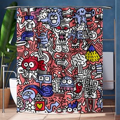 Hand-drawn-vector-illustration-doodle-funny-world-illustrator-line-tools-drawing-flat-design Shower Curtain 60  X 72  (medium)  by Vaneshart