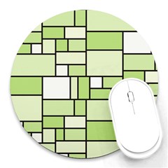 Green-geometric-digital-paper Round Mousepads by Vaneshart