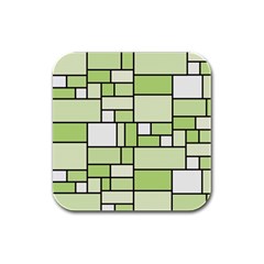 Green-geometric-digital-paper Rubber Square Coaster (4 Pack) 