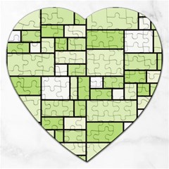 Green-geometric-digital-paper Jigsaw Puzzle (heart) by Vaneshart