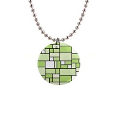 Green-geometric-digital-paper 1  Button Necklace