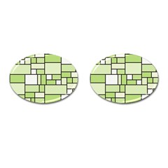 Green-geometric-digital-paper Cufflinks (oval)