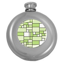 Green-geometric-digital-paper Round Hip Flask (5 Oz) by Vaneshart