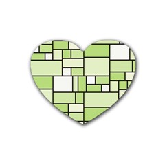 Green-geometric-digital-paper Rubber Coaster (heart)  by Vaneshart