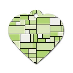 Green-geometric-digital-paper Dog Tag Heart (two Sides)