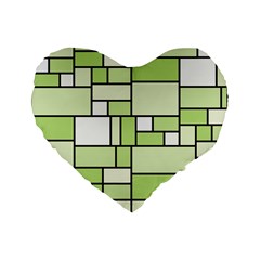 Green-geometric-digital-paper Standard 16  Premium Flano Heart Shape Cushions