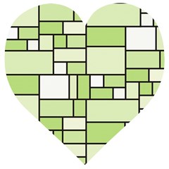 Green-geometric-digital-paper Wooden Puzzle Heart