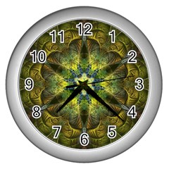 Fractal Fantasy Design Background Wall Clock (silver)