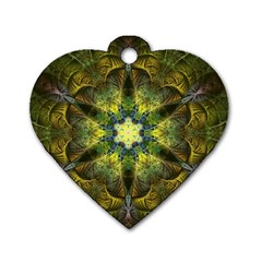 Fractal Fantasy Design Background Dog Tag Heart (two Sides) by Vaneshart