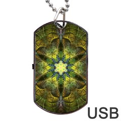 Fractal Fantasy Design Background Dog Tag Usb Flash (one Side) by Vaneshart