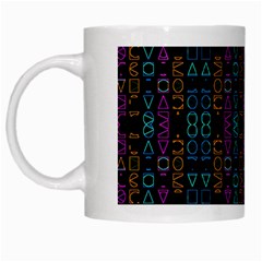 Neon Geometric Seamless Pattern White Mugs by dflcprintsclothing