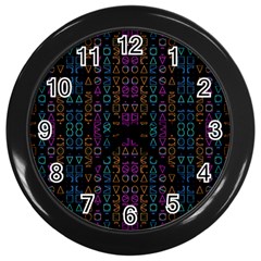 Neon Geometric Seamless Pattern Wall Clock (black) by dflcprintsclothing