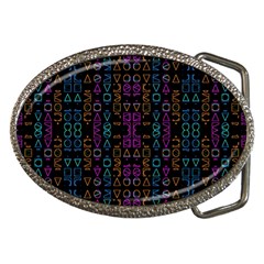 Neon Geometric Seamless Pattern Belt Buckles