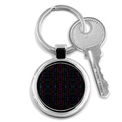 Neon Geometric Seamless Pattern Key Chain (round) by dflcprintsclothing