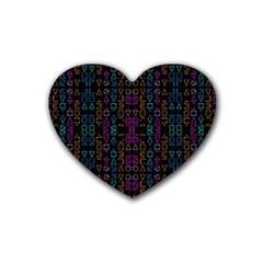 Neon Geometric Seamless Pattern Heart Coaster (4 Pack) 