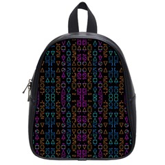 Neon Geometric Seamless Pattern School Bag (small) by dflcprintsclothing