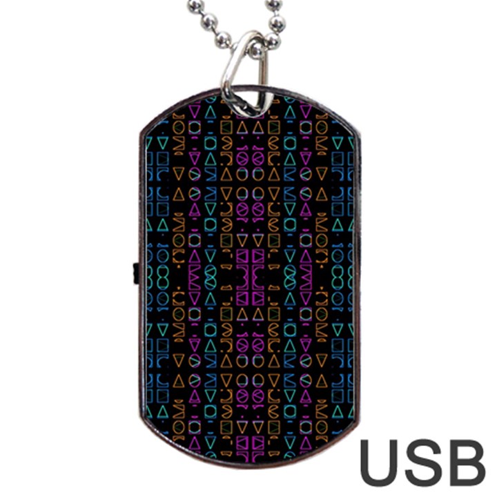 Neon Geometric Seamless Pattern Dog Tag USB Flash (One Side)