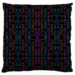 Neon Geometric Seamless Pattern Large Cushion Case (one Side) by dflcprintsclothing