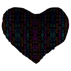 Neon Geometric Seamless Pattern Large 19  Premium Heart Shape Cushions