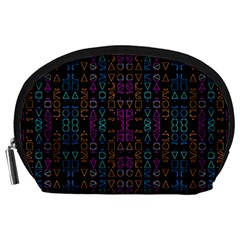 Neon Geometric Seamless Pattern Accessory Pouch (large) by dflcprintsclothing