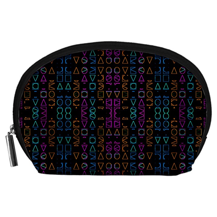 Neon Geometric Seamless Pattern Accessory Pouch (Large)