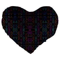 Neon Geometric Seamless Pattern Large 19  Premium Flano Heart Shape Cushions