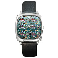 Kawaiicollagepattern2 Square Metal Watch by snowwhitegirl