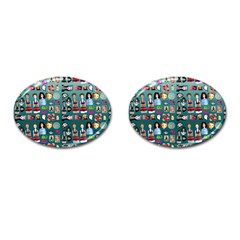 Kawaiicollagepattern2 Cufflinks (oval) by snowwhitegirl