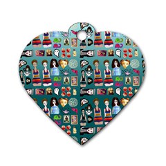 Kawaiicollagepattern2 Dog Tag Heart (one Side) by snowwhitegirl