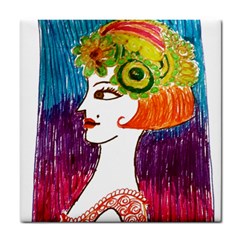 Art Deco Woman Tile Coaster by snowwhitegirl