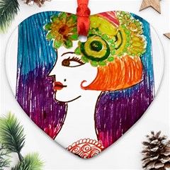 Art Deco Woman Ornament (heart) by snowwhitegirl