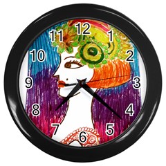 Art Deco Woman Wall Clock (black) by snowwhitegirl